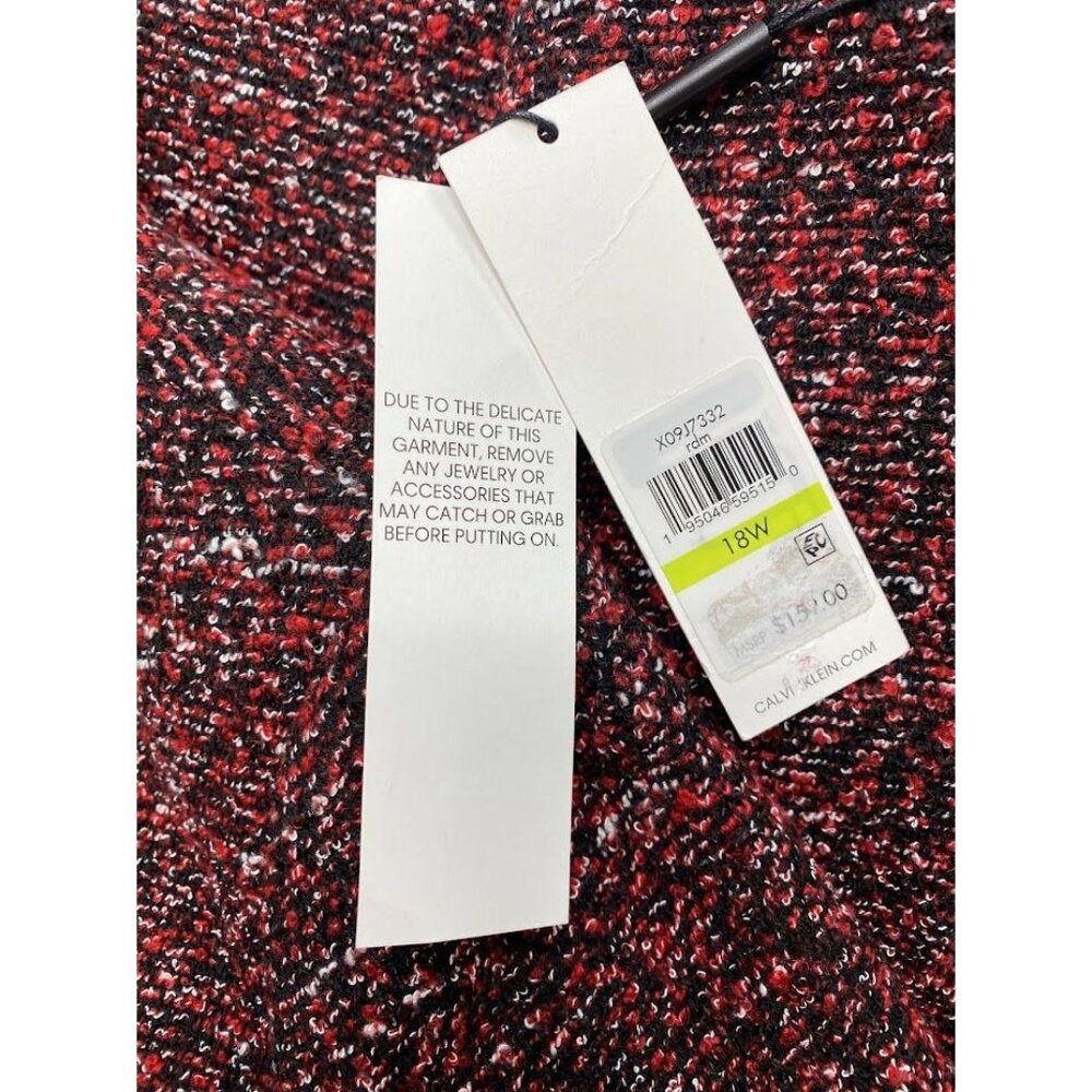 Calvin Klein Blazer Jacket Women's 18W 2X Tweed Menswear-Style Long-Length NEW - Picture 12 of 15